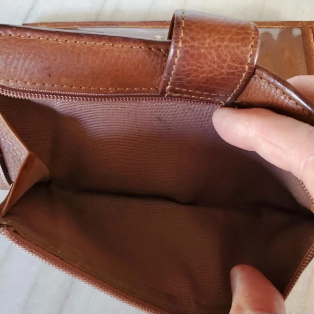 Vintage Fossil Brown Real Genuine Leather Weathered Worn Distressed Wallet